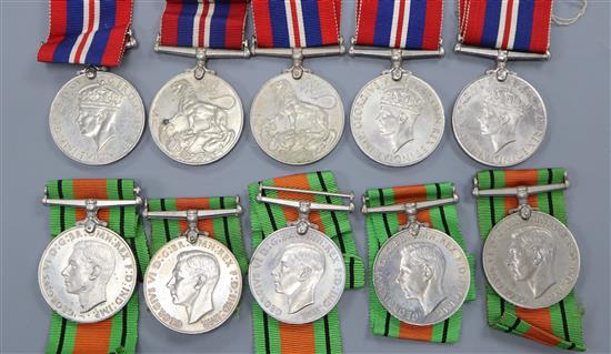 Ten WWII Defense medals